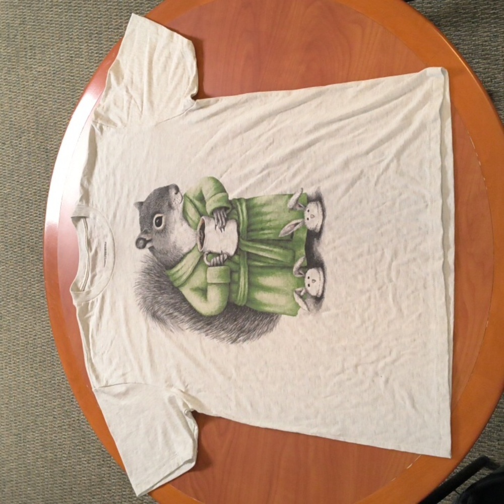 Coffee Squirrel Multicolor on Heather White Triblend Unisex T-Shirt L